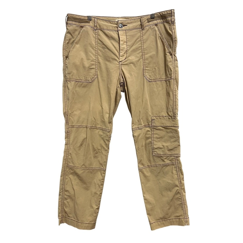 Hei Hei The Wanderer Pants Womens 32 Tan Utility Cargo Button Fly Stretch